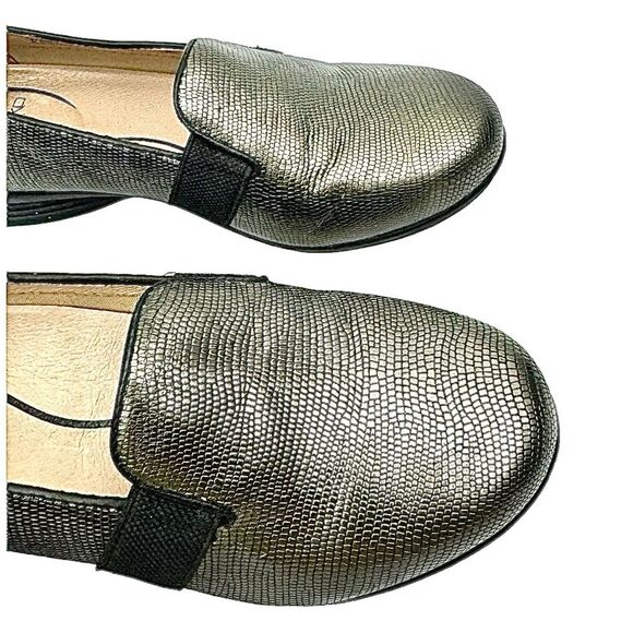 Dansko Addy Womens US 7.5 EU 38 Leather Loafers Shoes Pewter Metallic Slip On - Picture 10 of 12